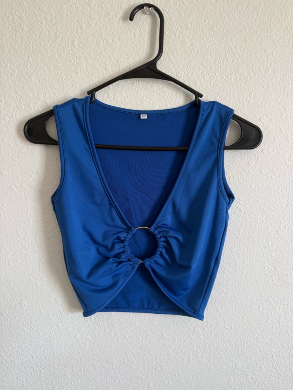 Amazon Cobalt Blue Ring-Front Sleeveless Crop Top - Picture 2 of 4